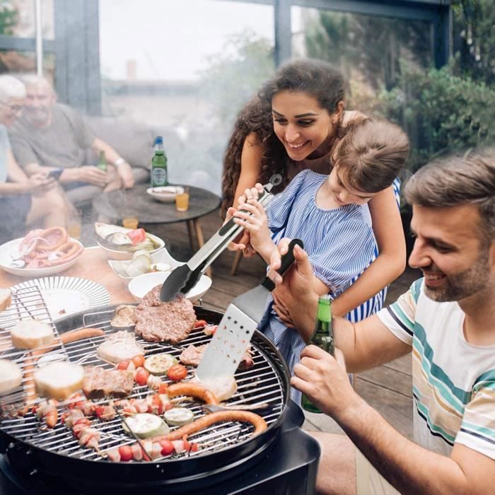 Accessoires Barbecue Spatule Barbecue 8 En 1 LWMTT - Acier Inox, Poignée Bois - Avec Décapsuleur, Couteau, Brochettes - Cadeau Homme Ustensile Grill 8