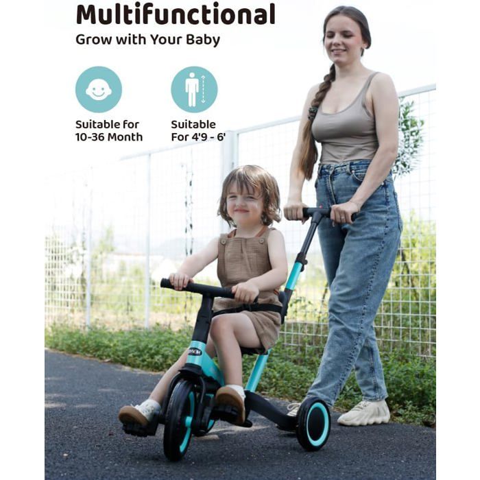 Joyano® Tricycle/draisienne 5 en 1 pliable pour enfants intérieur/extérieur – Vélo d’équilibre pour bébé – Porteur pour tout-petit multifonction avec Joyano® Tricycle/draisienne 5 en 1 pliable pour enfants intérieur/extérieur – Vélo d’équilibre pour bébé – Porteur pour tout-petit multifonction avec