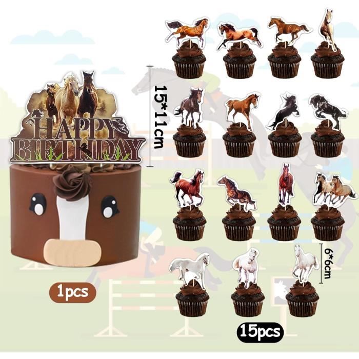 Kit Anniversaire Thème Cheval Pour Enfants - Figurines Bois, Autocollants, Marque-pages Magnétiques, Cadeau Créatif
