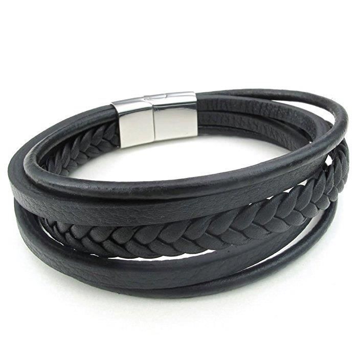 Bracelet En Cuir Véritable Avec Cœur Et Strass – Fermoir Magnétique, Style Bohème Pour Homme Et Femme, Cadeau Personnalisable
