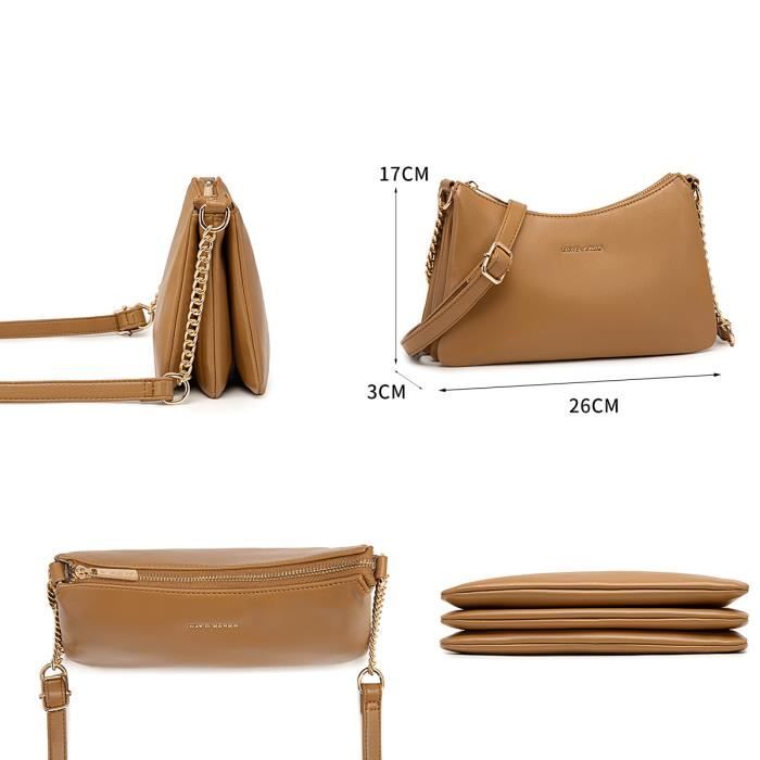 David Jones Sac Bandouli re 3 Compartiments Cuir PU Femme