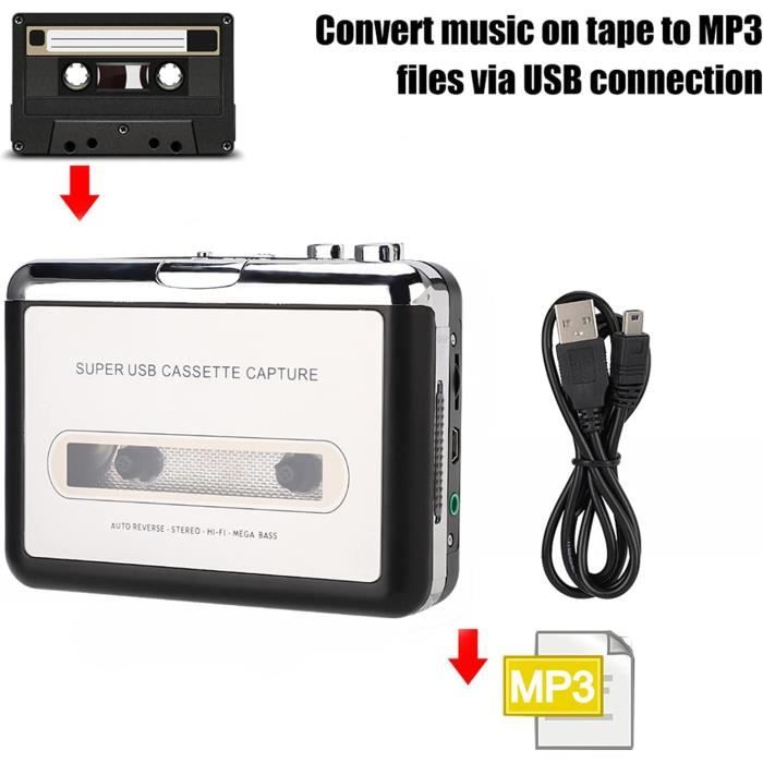 Lecteur De Cassettes Audio, Convertisseur De Cassettes Usb En Mp3 Audio,  Lecteur De Musique Avec Écouteurs, Compatible Avec L[H24]