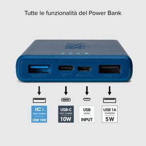Batterie externe USB-C + USB-A/10000mAh/30W/Gris