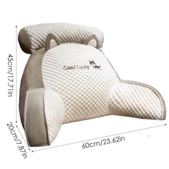 Oreiller De Lecture Avec Accoudoirs - 75x40x50cm - Housse Détachable - Polaire Cristal - Multi-usage