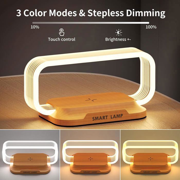 WILIT Lampe de Chevet avec Chargeur sans Fil 10W pour Chambre à Coucher
