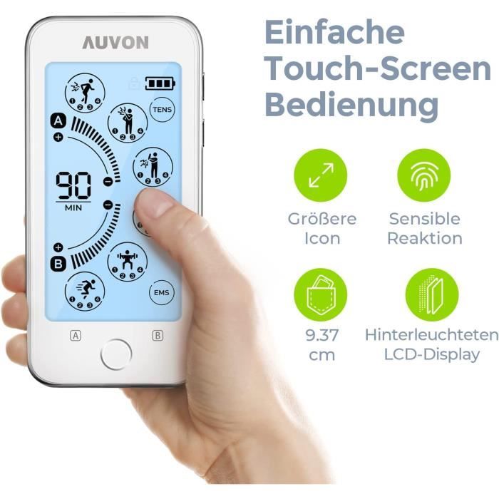 AUVON Touchscreen TENS EMS electrostimulateur musculaire, rechargeable  electrostimulation appareil 24 modes - Cdiscount Sport