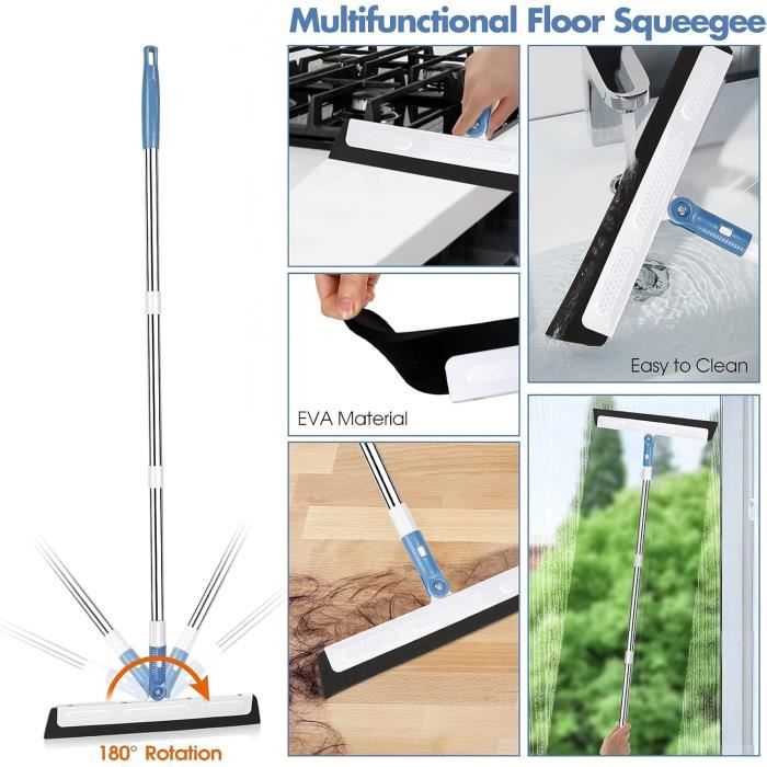 Ensemble Balai et Pelle Long Manche, Balai Raclette Sol, Rotative 180 ...