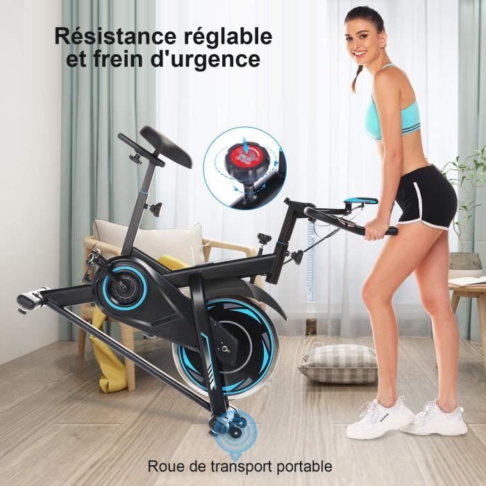 Velo d appartement Roue d Inertie 13 KG Charge Max 150KG Velo biking Moniteur Frequence Cardiaque Resistance Hauteur Reglable Noir Cdiscount Sport