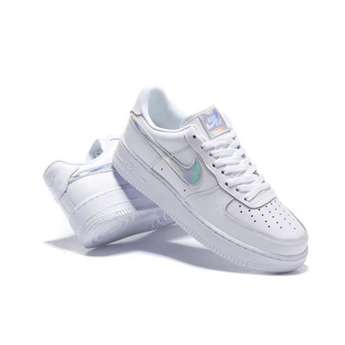 Baskets Nike AIR Force 1 Run Retro High en cuir blanc pour homme et femme Taille 43 Blanc Cdiscount Chaussures