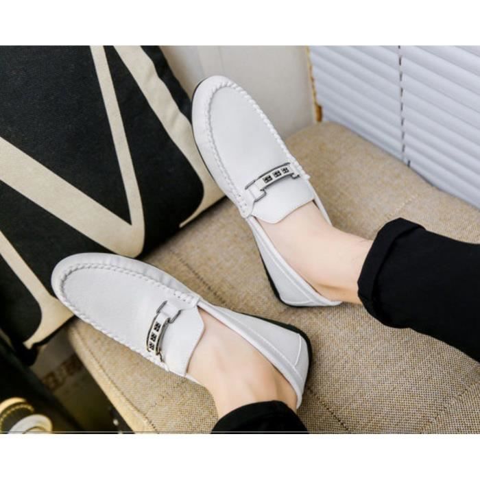 Mocassins Homme Blanc Cuir PU Derby de C r monie l gant