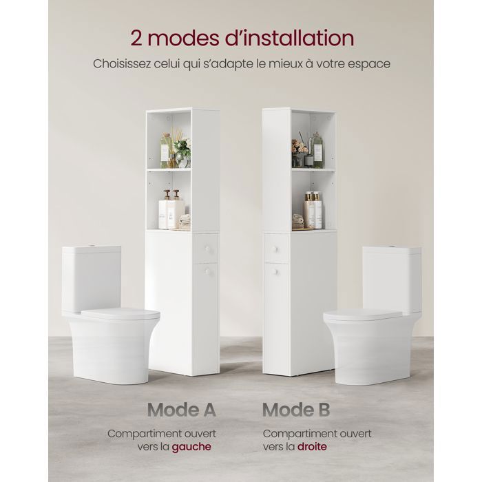 VASAGLE Meuble de Rangement de Salle de Bain, Armoire Haute VASAGLE Meuble de Rangement de Salle de Bain, Armoire Haute