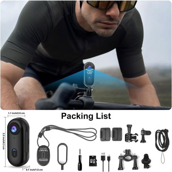Mini Caméra D'action 4K étanche - WiFi, Objectif 120°, Boîtier étanche 30m, Idéale Pour Vélo, Moto, Plongée