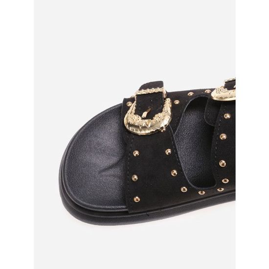Mules noires avec bride en suédine cloutée