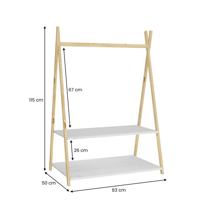 DREAMADE Garde-Robe Enfant Avec Miroir Et Étagère – Penderie Bois Blanc 2+ Ans – Tringle, 4 Étagères, Design Mignon Et Stable Pour Chambre Fille