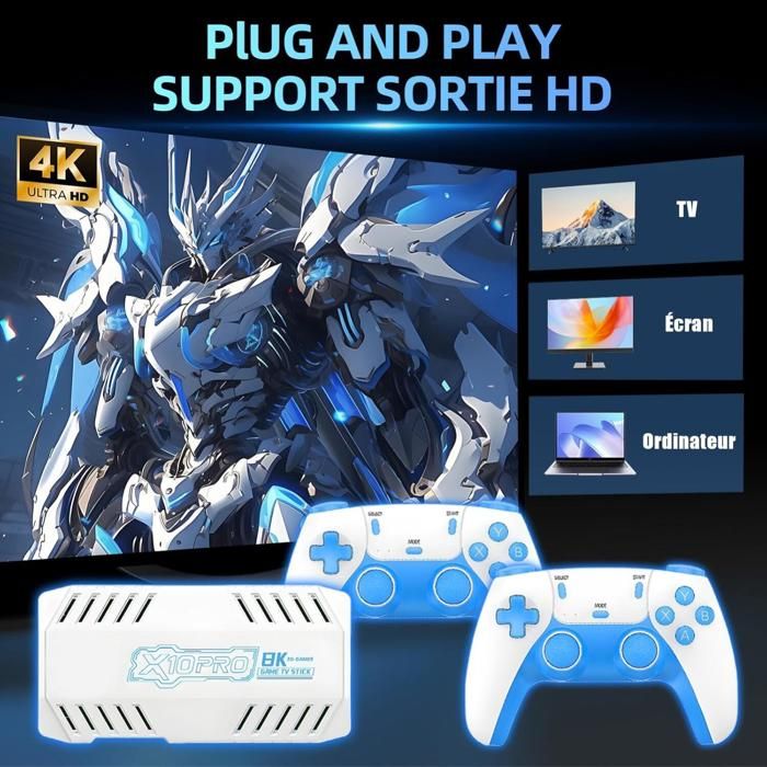 Console De Jeux Rétro 4K Avec 128 Go Et 2 Manettes Sans Fil – Plug And Play Sur TV, 28 Émulateurs, Cadeau Idéal Pour Enfants Et Adultes
