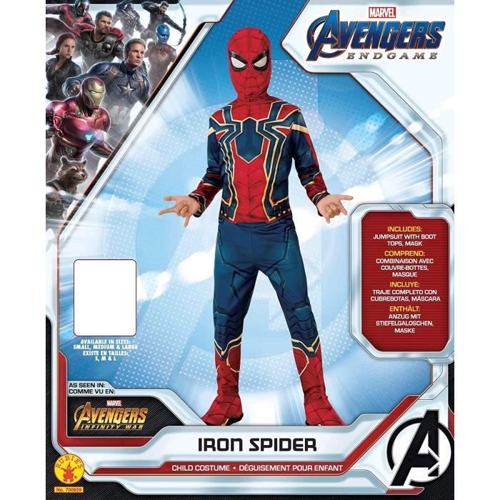 Rubie's Costume Iron Spider Enfant – Déguisement Avengers, Combinaison Imprimée Armure + Cagoule, Tailles 3-8 Ans