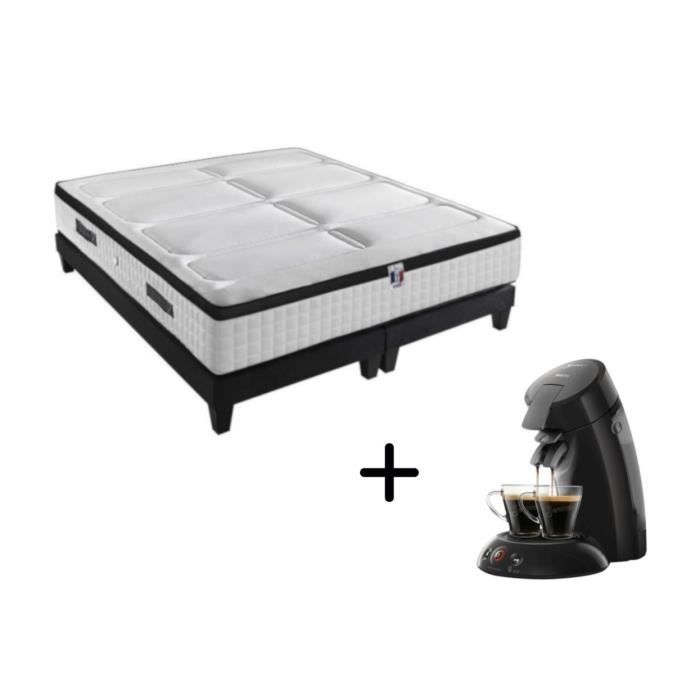 CONFORT DESIGN Ensemble matelas + sommier 2 x 90 x 200 - Ressorts et mousse mémoire + PHILIPS SENSEO Noir inclus