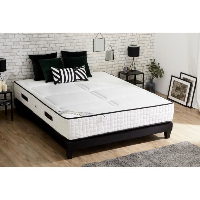 CONFORT DESIGN Ensemble matelas + sommier 160 x 200 - Mousse mémoire de forme - 30 cm - Equilibré - HOTEL LUXE