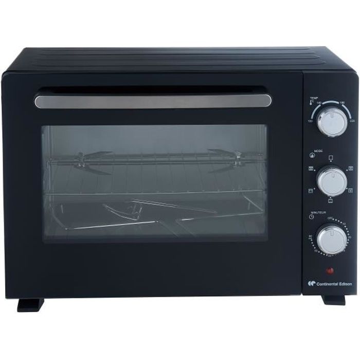Minifour électrique CONTINENTAL EDISON CEMF35B3 Noir L53,9 x H37,5 x P40,4 cm 36L Rotissoire, Convection naturelle