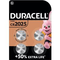Piles boutons au lithium Duracell spéciales 2025 3V, lot de 4 (DL2025/CR2025)