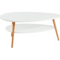Table basse - BAÏTA - Gamme STONE - Laqué blanc mat -  L 90 x P 60 x H 40cm