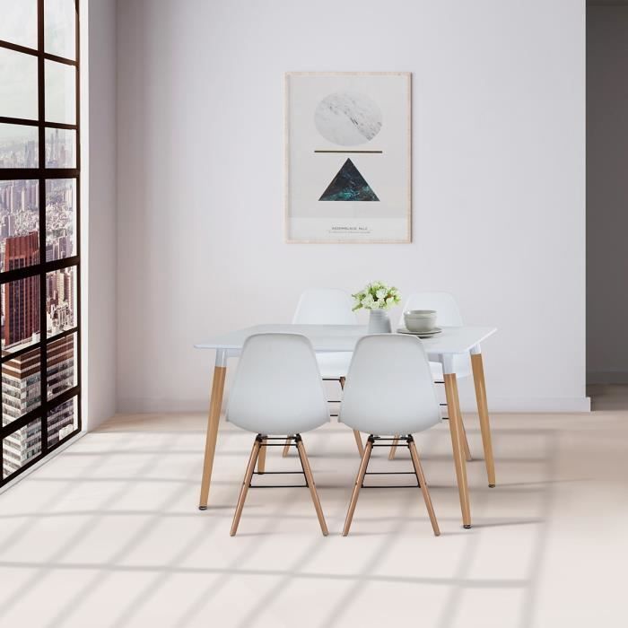 Ensemble Table à manger 120x80 cm+ 4 chaises - Laqué Blanc - OTTO