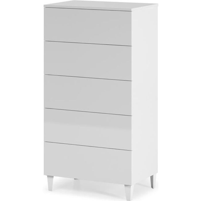 LOFT Commode de chambre 117 cm - Blanc brillant