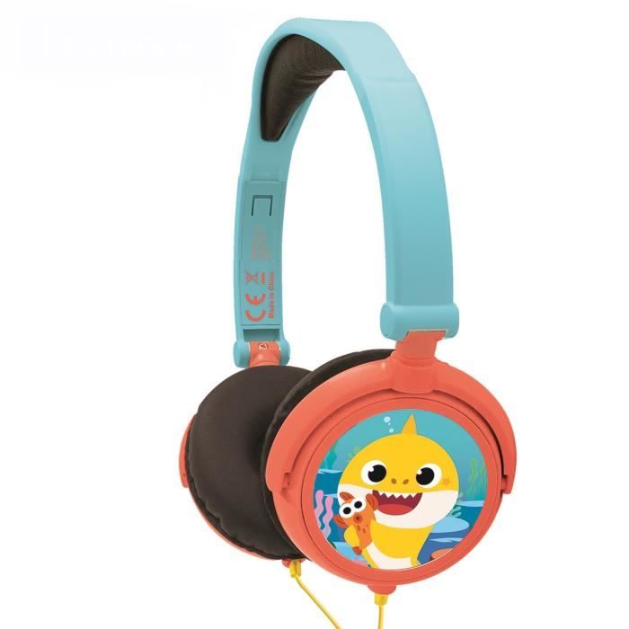 BABY SHARK Casque stéréo filaire pliable pour enfants avec limitation de volume d'écoute - LEXIBOOK