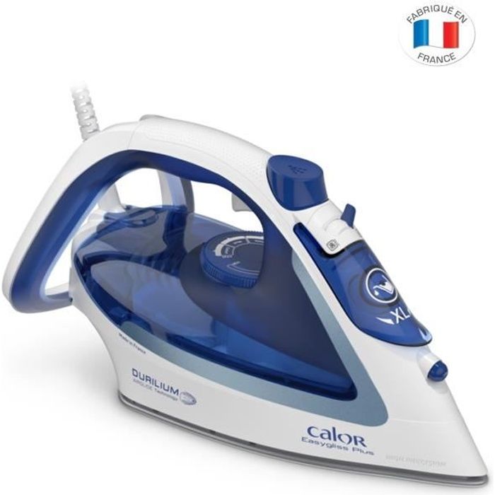 CALOR FV5715C0 Fer à repasser vapeur, 2400 W, Débit vapeur 45 g/min, Fonction Pressing 190 g/min, Fabriqué en France, Easygliss Plus