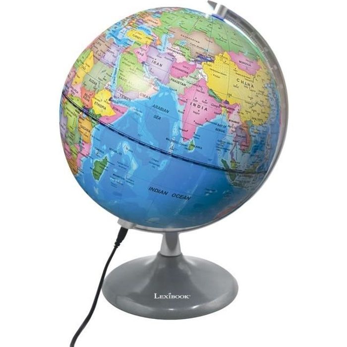 LEXIBOOK - Globe jour & nuit Lumineux – Globe terrestre le jour et s’illumine avec la carte des constellations (Français)
