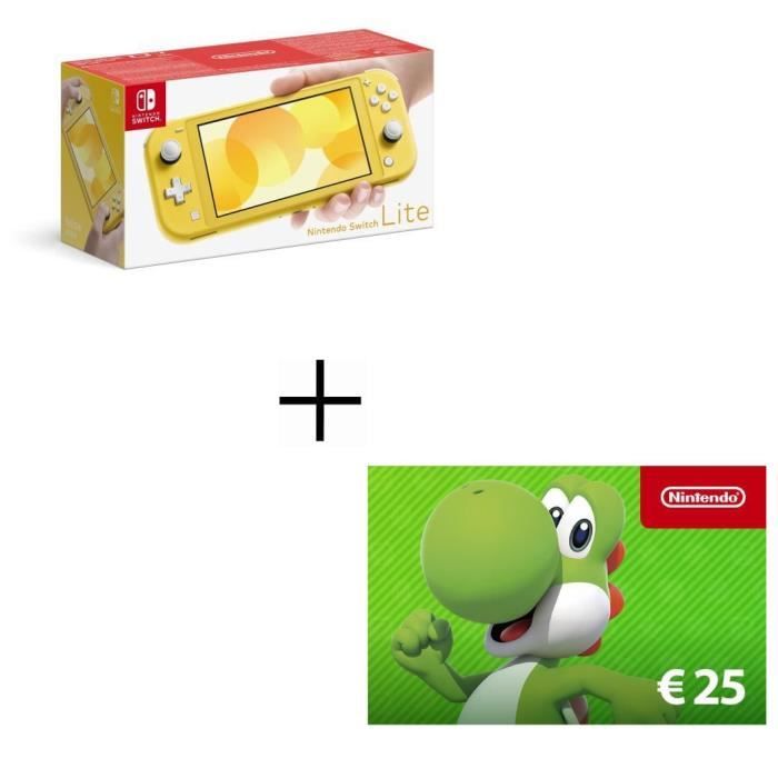 Pack Switch Lite Jaune + Code numérique pour approvisionnement de compte Nintendo eShop: 25€