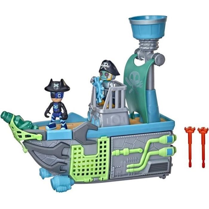 PYJAMASQUES - Bateau pirate de l'air - jouet préscolaire, véhicule avec 2 figurines articulées, pour enfants dès 3 ans