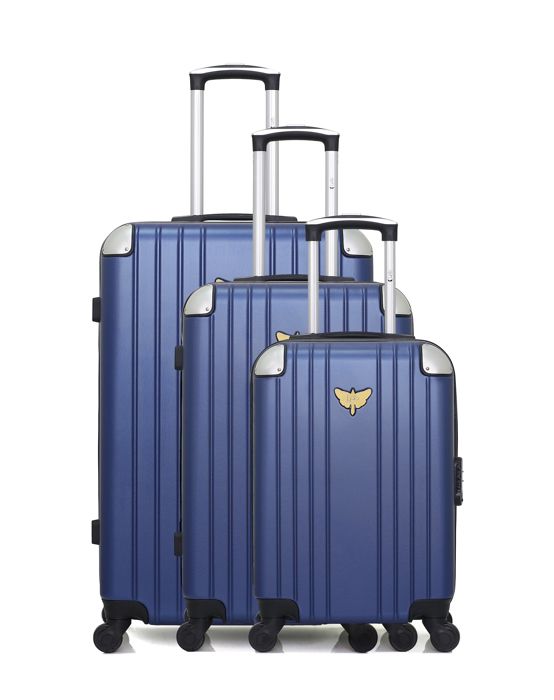 LES P'TITES BOMBES Set de 3 Valises Rigide ABS 4 Roues 49-59-68cm AMELIE Marine