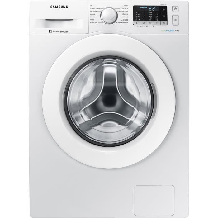 Lave-linge hublot SAMSUNG WW80J5455MW - 8 kg - Moteur induction - Classe A+++ - 1400 tours/min - Blanc