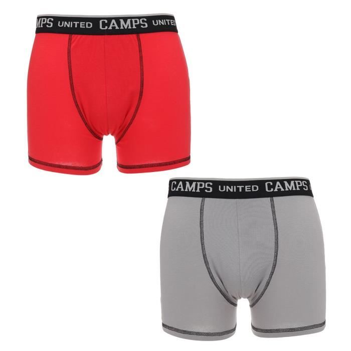 CAMPS Lot de 2 Boxers Gris et Rouge Homme