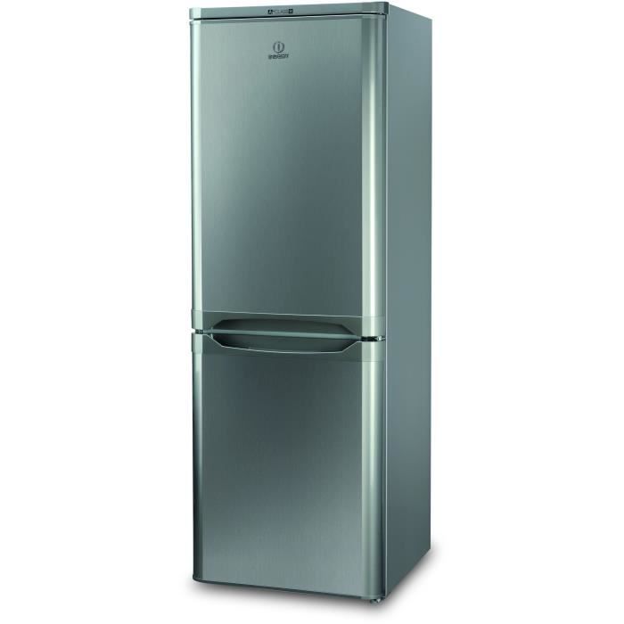 Réfrigérateur congélateur bas INDESIT NCAA 55 NX - 217L (150+67) - Froid statique - L 55cm x H 157cm - Inox