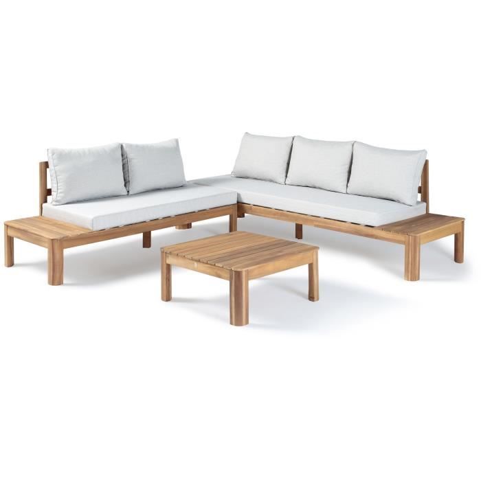 Salon de jardin - En bois d'acacia FSC - 5 personnes - Avec coussins - SANA