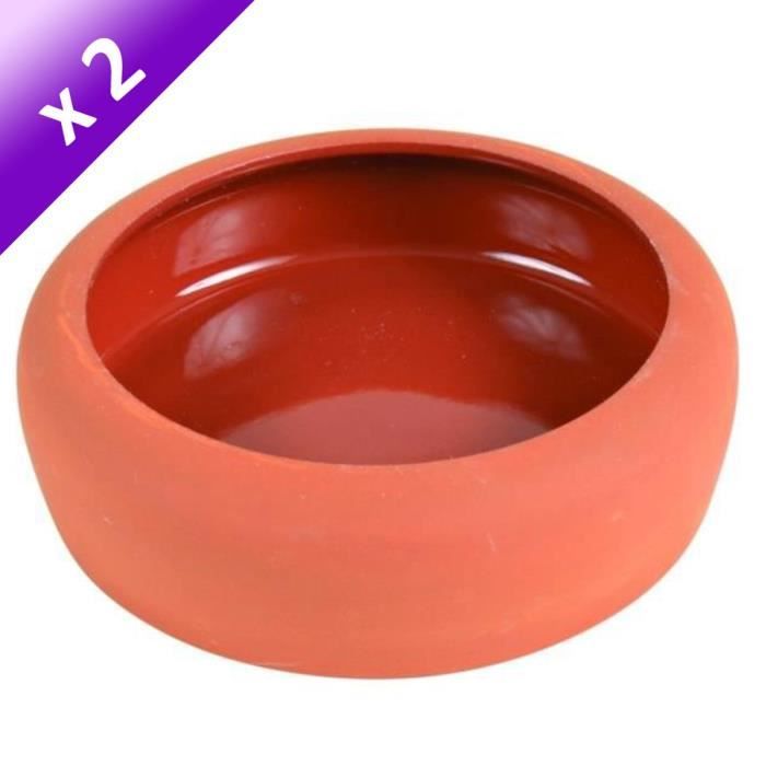 TRIXIE Lot de 2 Ecuelles céramiques pour rongeurs ø 13cm/250 ml terracotta