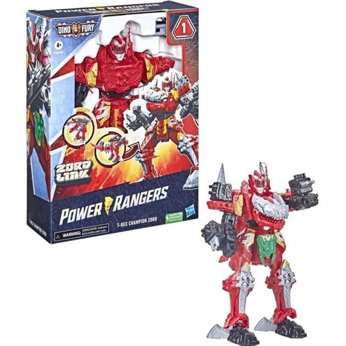 POWER RANGERS - Dino Fury - T-Rex Champion Zord, Zord robot dinosaure avec système d'assemblage pour combiner Zord Link