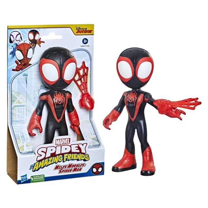 Marvel Spidey and His Amazing Friends - Figurine Miles Morales : Spider-Man format géant pour enfants à partir de 3 ans