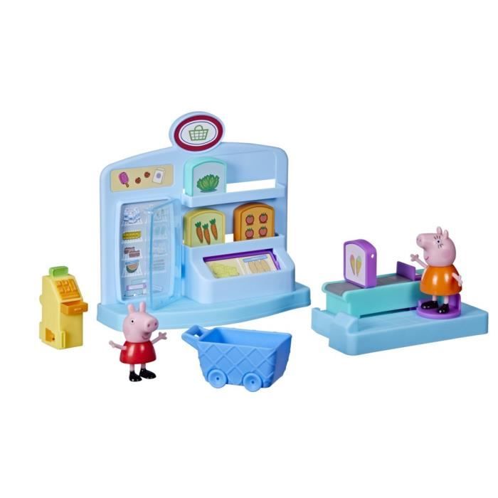 PEPPA PIG - Peppa’s Adventures - Peppa à l'épicerie - jouet préscolaire avec 2 figurines et 8 accessoires, dès 3 ans