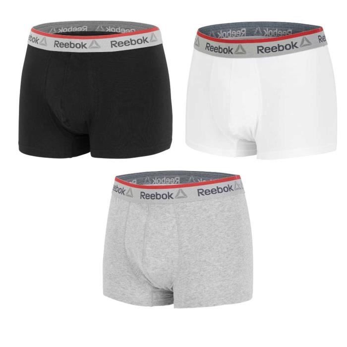 REEBOK Lot de 3 boxers noir/gris/blanc - Homme