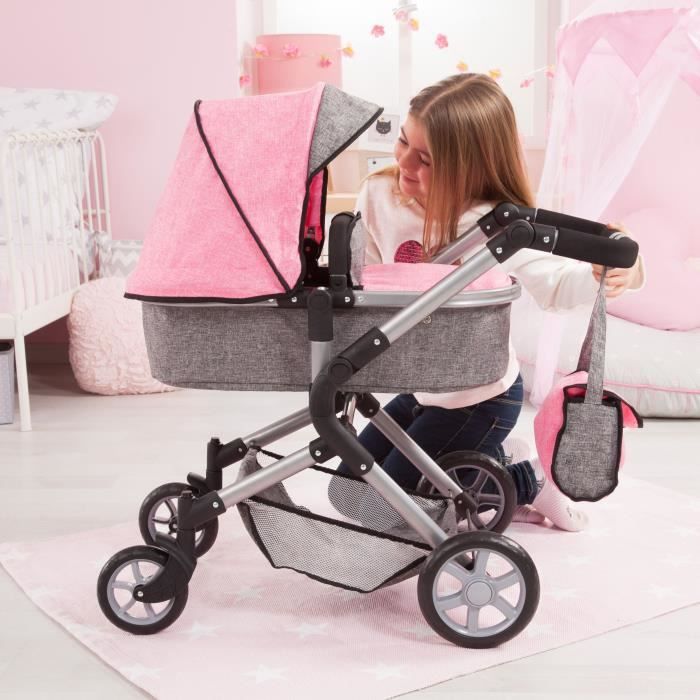 Poussette landau poupées rose Mode Bébé 81703-517 : Magasin de puériculture  et jouets de naissance : poussette et landau , cadeau de naissance