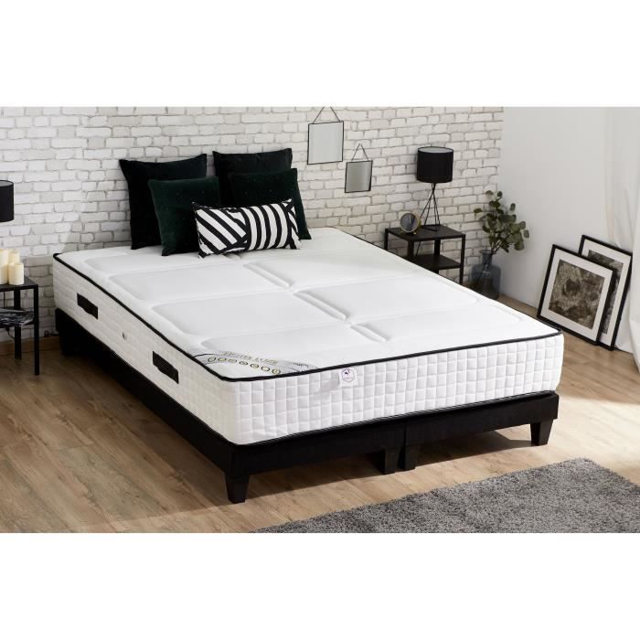 CONFORT DESIGN HOTEL LUXE - Ensemble matelas + sommiers 180x200 - 100%  Français - 891 Ressorts - 30 cm - 7 zones - Ferme - Cdiscount Maison