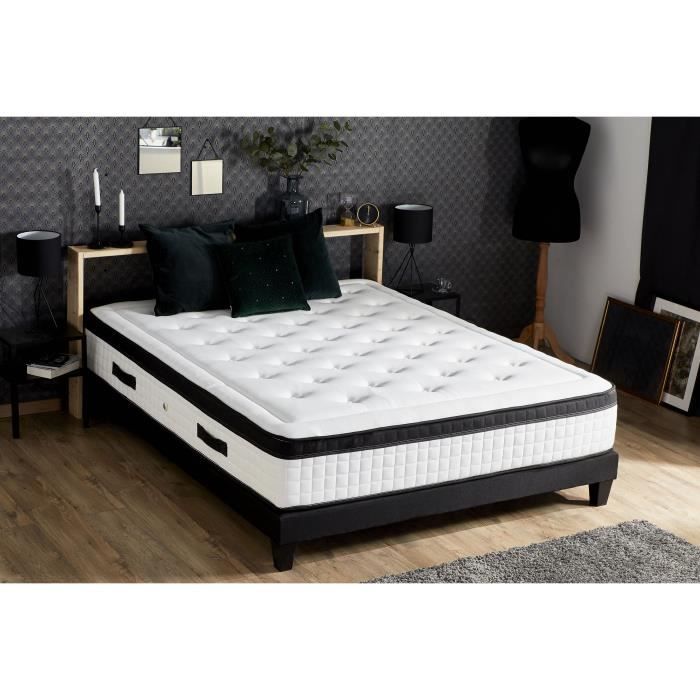 CONFORT DESIGN Ensemble QUATUOR matelas + sommier 160 x 200 - 100% Français - Quadri-technologies - 