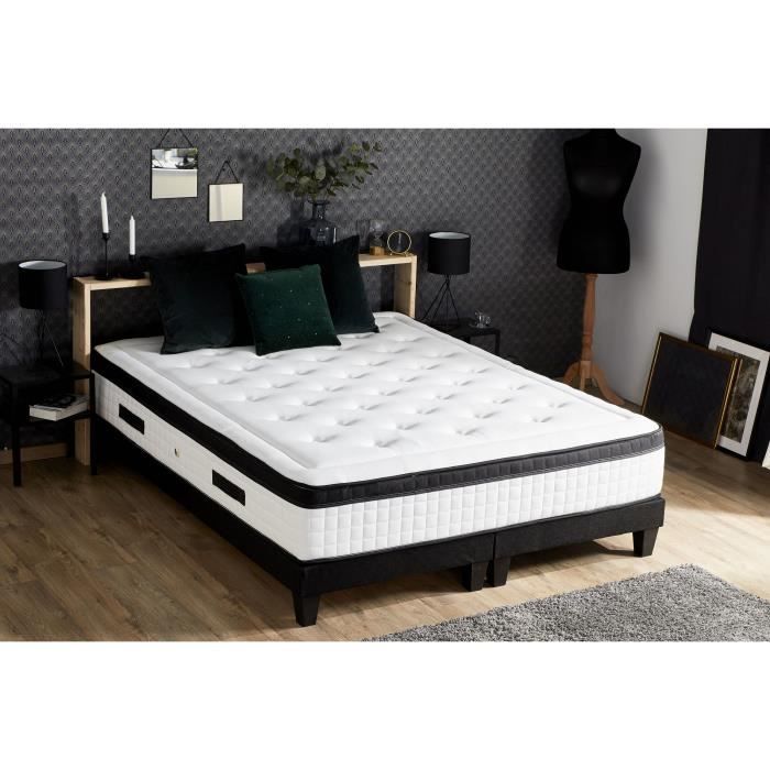 confort design matelas 180x200 cm quatuor - ressorts, mousse mémoire et latex - équilibré et ferme - 30 cm