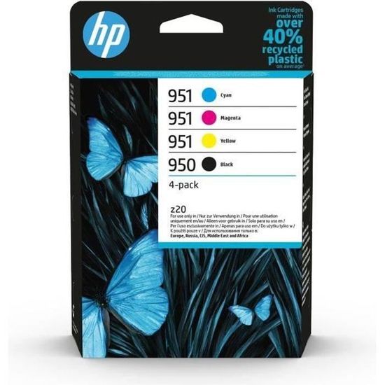 Cartouches d'encre HP 950/951 authentiques pour OfficeJet Pro 8600 - Pack de 4 (noir, cyan, magenta, jaune)