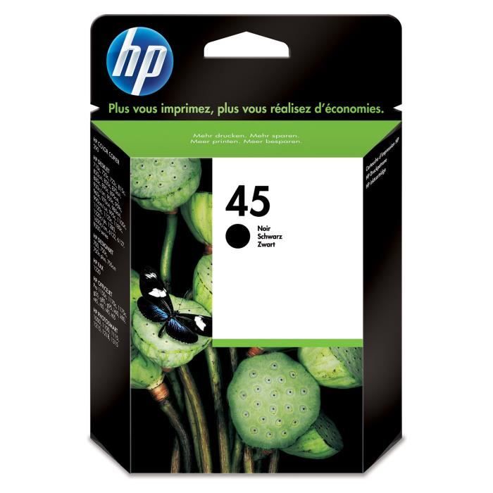 HP 45 Cartouche d'encre noire authentique (51645AE) pour DeskJet 1100c/1220c/1600c/6100/710c/720c/800c/9300 series