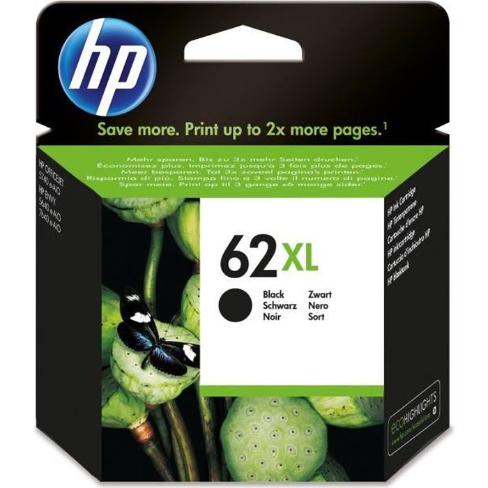 HP 62XL Cartouche dencre noire grande capacité authentique (C2P05AE) pour Officejet Mobile 250 Envy 5540/5640/7640 Officejet