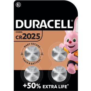 PILES Piles boutons au lithium Duracell spéciales 2025 3V, lot de 4 (DL2025/CR2025)